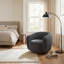 Chaise d'appoint moderne pivotante demi-tonneau avec base en bois, entièrement assemblée-128498775