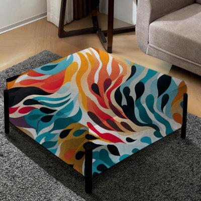 Rainbow Cheetah Waves - Grand repose-pieds carré abstrait