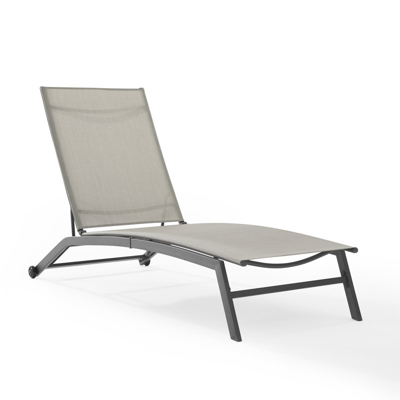 Debbora Outdoor Rust-Resistant Metal Chaise Lounge, Black/Light Gray