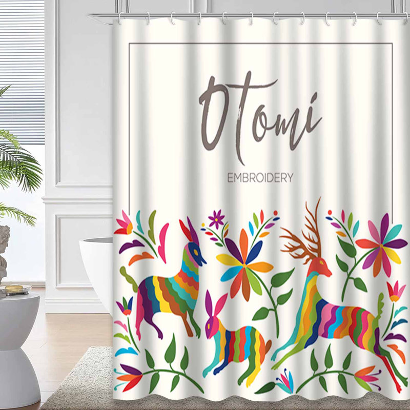 Rideau de douche 12 motifs colorés, L 72 po x l 84 po