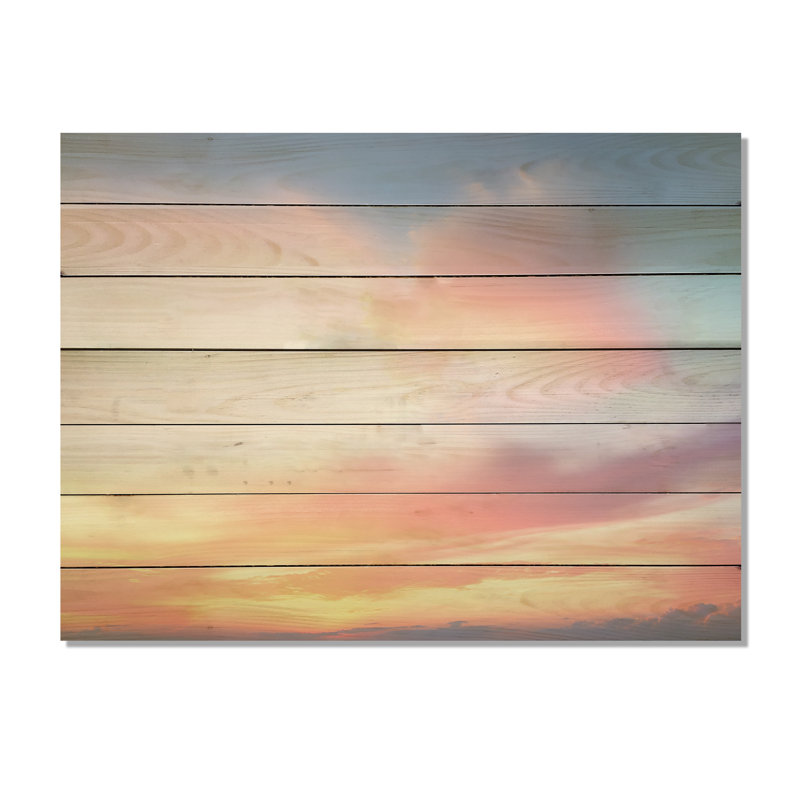 Cotton Candy Skies III - Ciel sur bois, H 10 po x l 20 po x P 0,78 po
