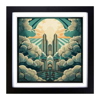 Cloudy Sky Art Deco No.2 - Framed Print