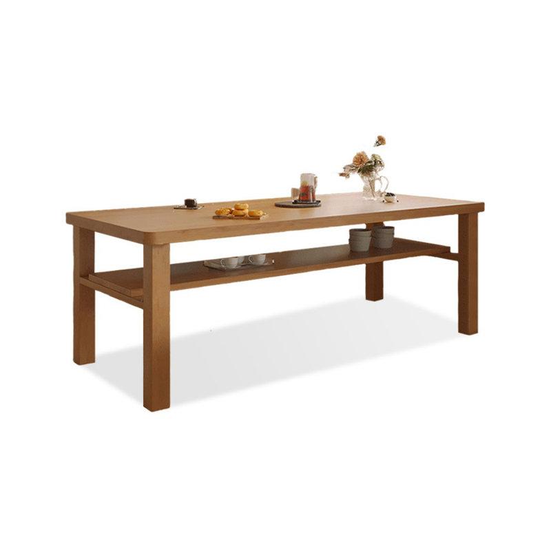 Modern Burlywood Rectangular Solid Wood Dining Table, 29.53”H x 70.87”L x 31.5”W