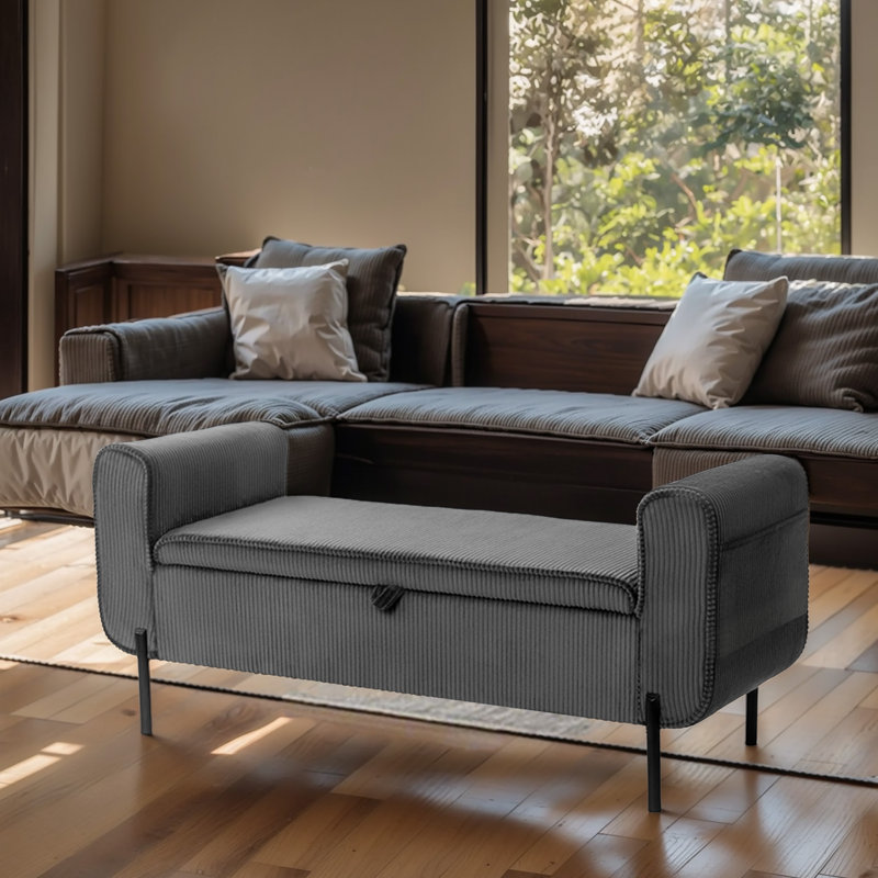 Banc de rangement avec repose-pieds Wingfield, Gris