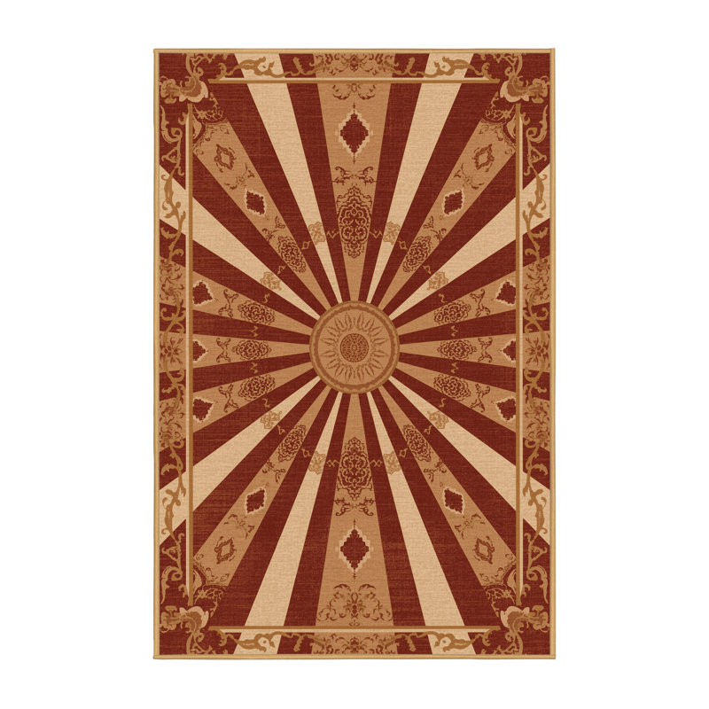 Tapis oriental classique lavable à la machine Botkins en brun - reliure brun clair, 2 x 5