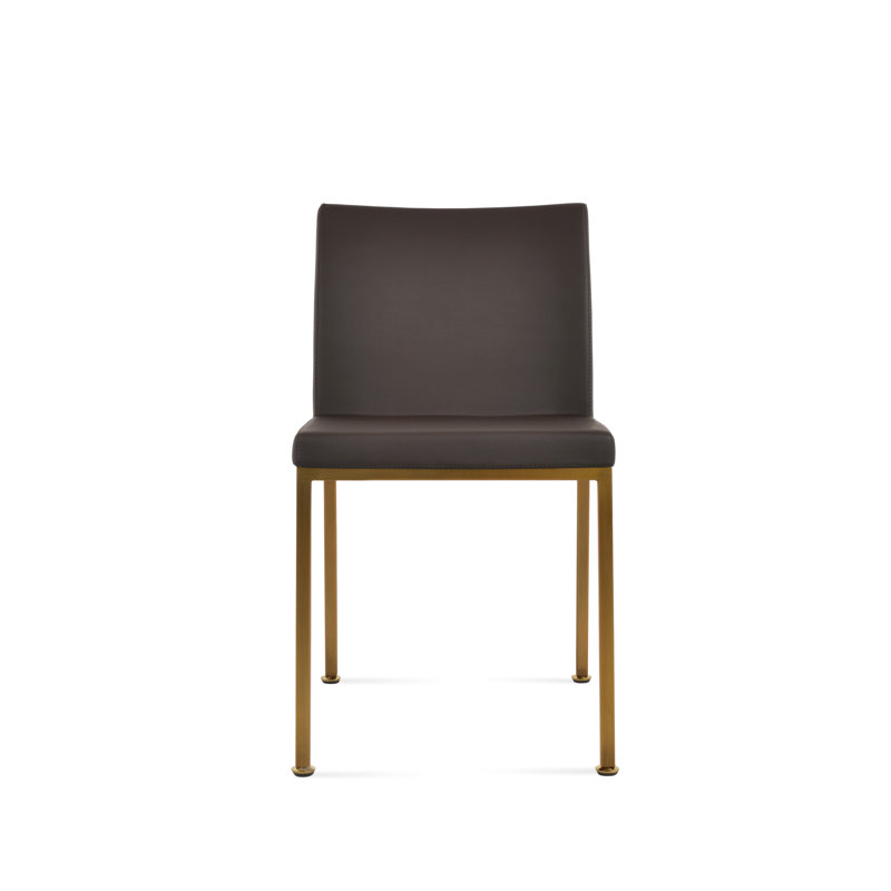 Chaise d'appoint Aria, Laiton, Similicuir PPM brun
