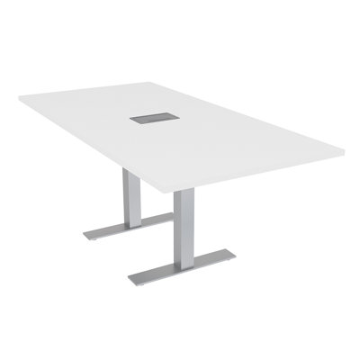 Rectangle Conference Table with Metal T Base | Electrical Unit by Inbox Zero