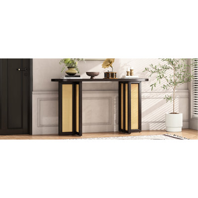 Console étroite de style Mid-Century avec rangement