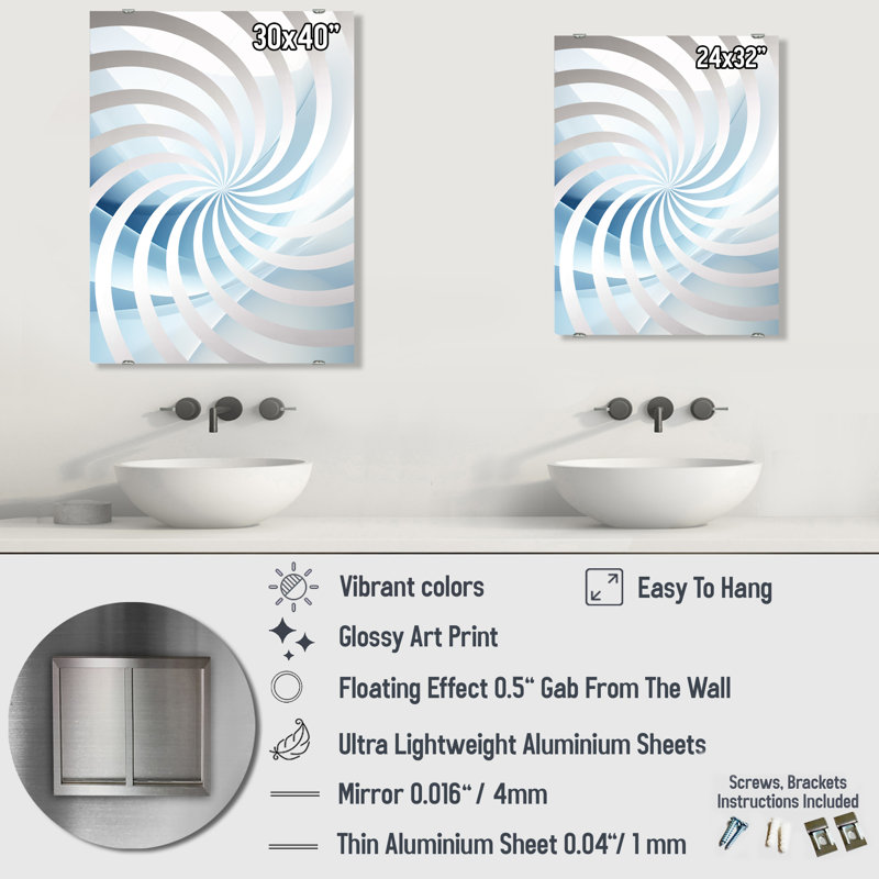 Abstract Fractal Fusion V - Abstract Fractal Wall Mirror Decor MIR137537, 40" x 30"