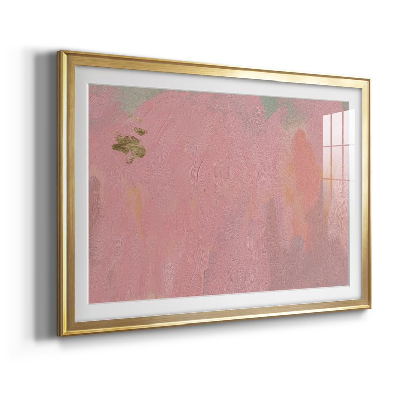 Cherry Horizon II - Matted and Framed Under Acrylic Glass, Large Living Room Wall Art, 30.5" W x 22.5" H, Gold