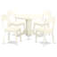 L'ensemble 5 pièces de table et chaises de cuisine comprend une table de salle à manger ronde avec piédestal et 4 chaises de salle à manger en similicuir, lin blanc