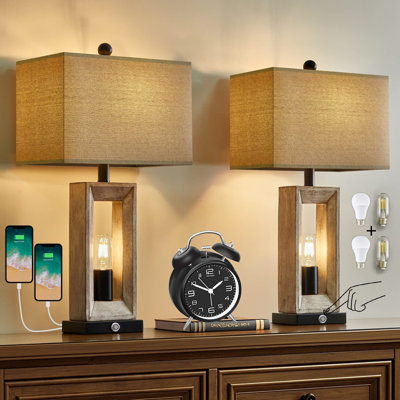 Emmajean Resin USB Bedside Table Lamp