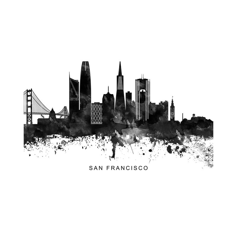 San Francisco Skyline Black & White - Wrapped Canvas Print, 152.5 cm H x 101.5 cm W