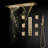 Sarno Phone controlled Thermostatic LED Recessed Ceiling Mount Brushed Gold Rainfall Waterfall Water Column Mist Shower System with Square Hand Shower and Jetted Body Sprays