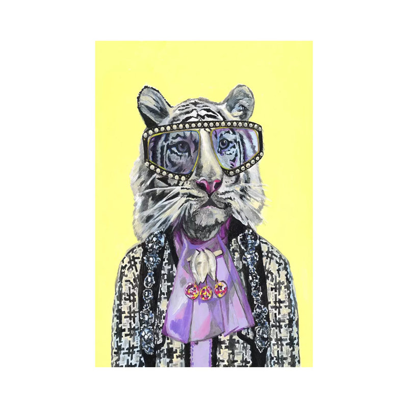 Tigre blanc par Heather Perry - imprimé, Toile tendue, Pas de tapis, H 18 po x l 12 po x 1,5 po