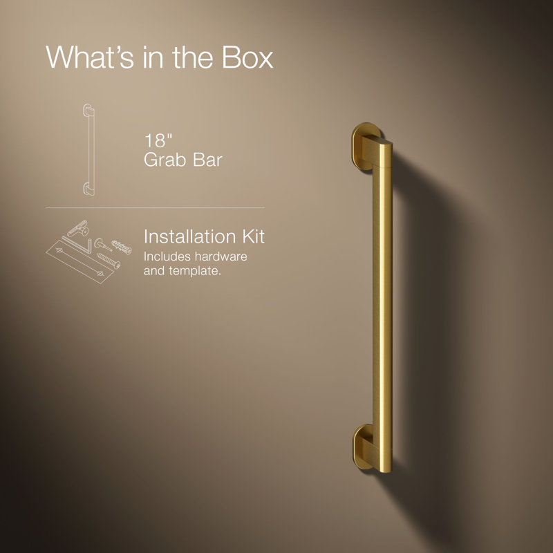 Belay Grab Bar, 1.75" H x 18" L, Brushed Brass