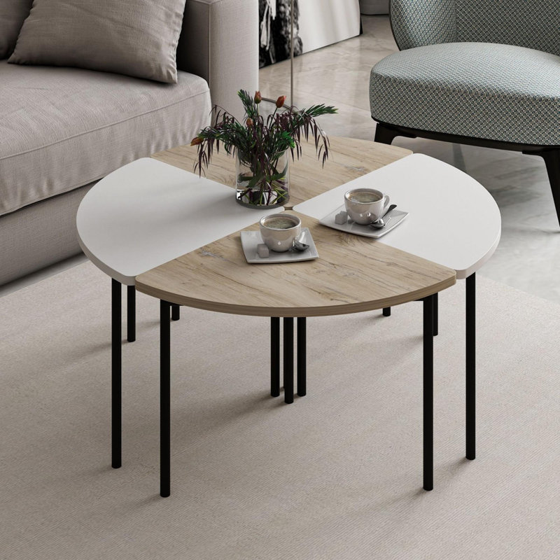 Glorias Coffee Table, White/Walnut