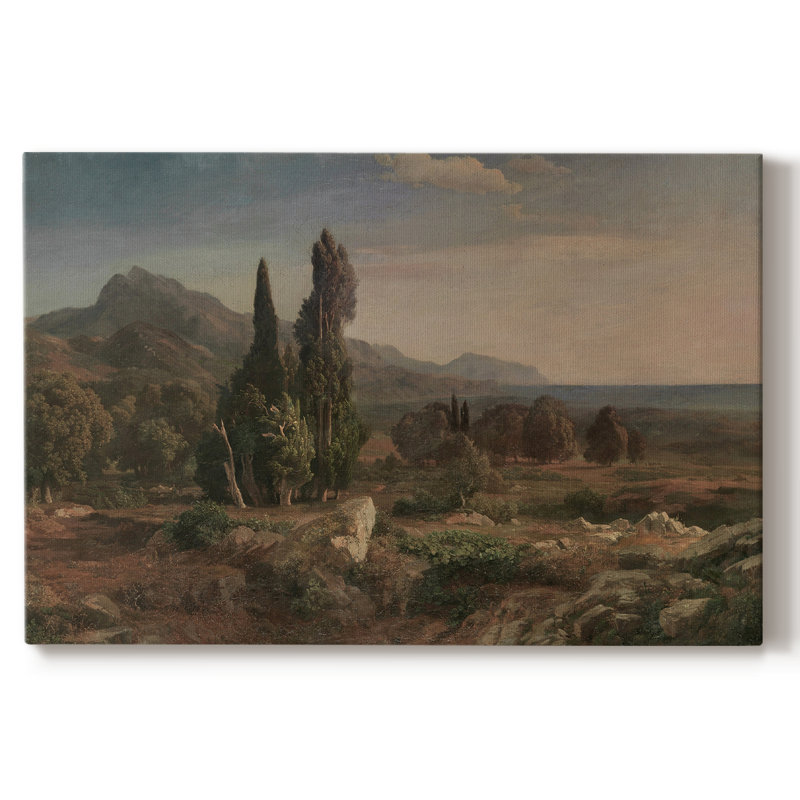 Paysage rétro - CDLVII, H 13 po x l 19 po x P 1,5 po, Toile tendue