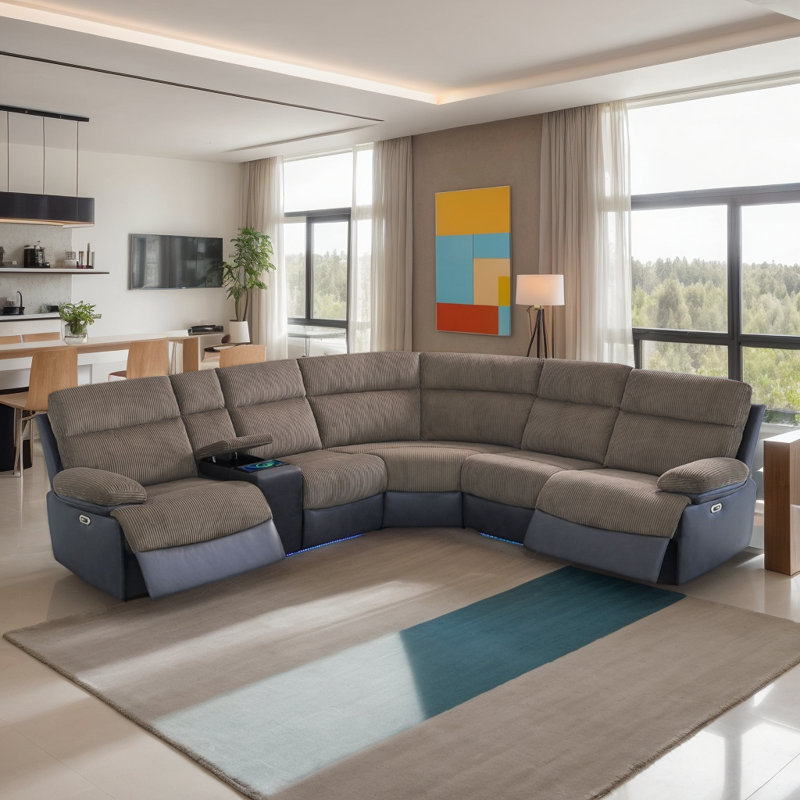 Ensemble de canapé multifonctionnel 3 pièces avec console, Brun