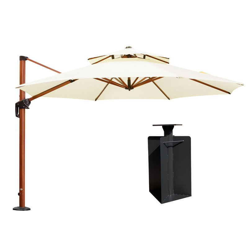 Shamari 132'' Umbrella with Counter Weights Included Base In Ground, Cream