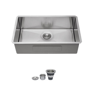 33 Inch Undermount Sink - 33" X 19" X 9" Undermount Stainless Steel Kitchen Sink 16 Gauge 9 Inch Deep Single Bowl Kitchen Sink Basin, Includes Drain Assembly (No Additional Accessories)