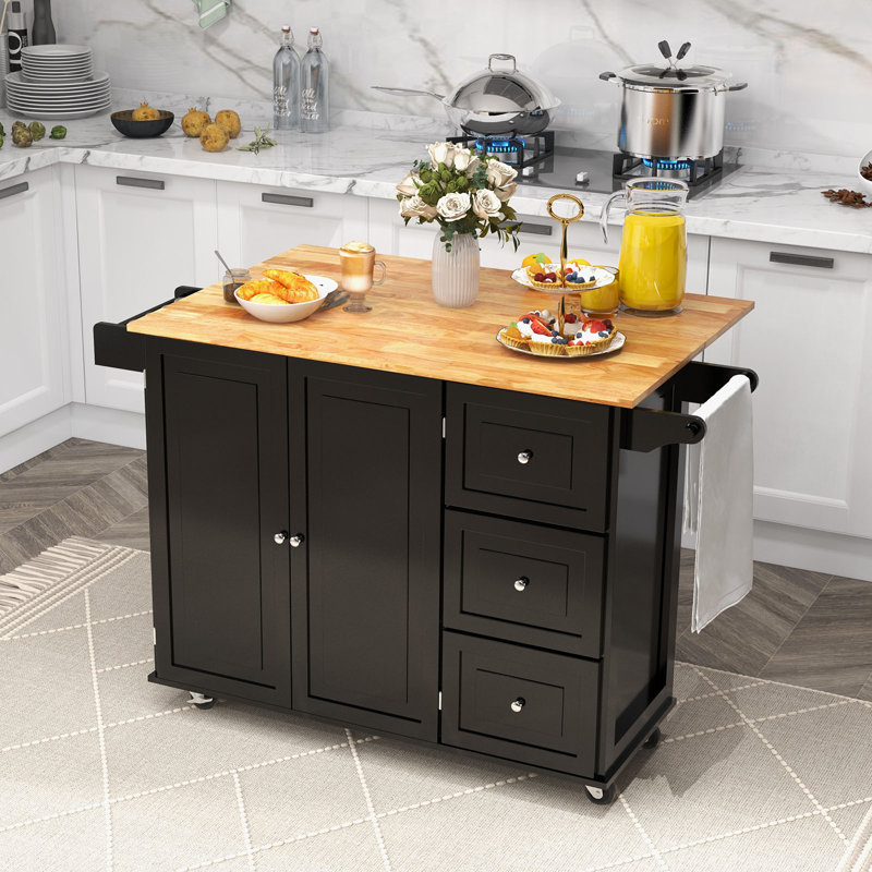 Solid Wood Top Kitchen Cart
