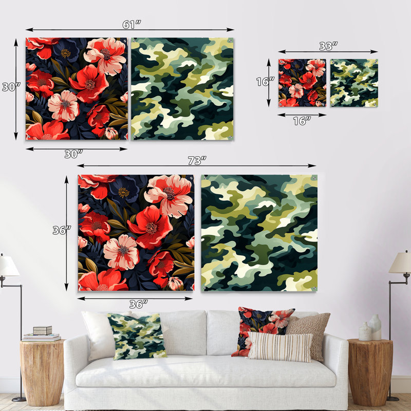 Heredia - Ensemble de 2 peintures murales abstraites en acrylique, H 30 po x l 61 po