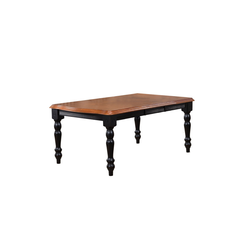 Azizi Extendable Oak Dining Table, Antique Black / Cherry
