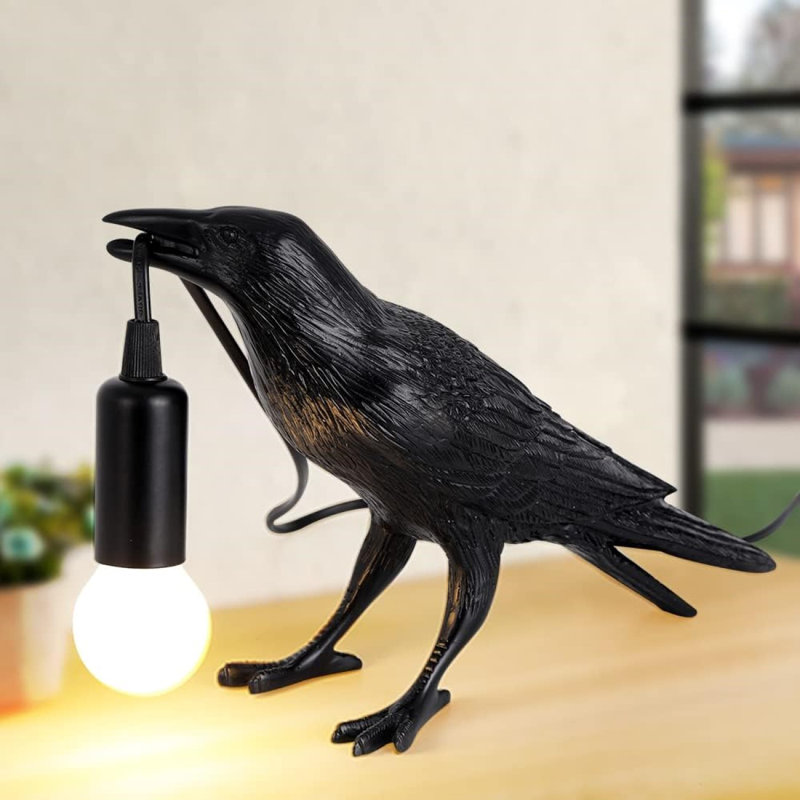 Crow Lamp Raven Lamp Adjustable Brightness With Bulb Bird Lamp Crow Light Decor For Bedside