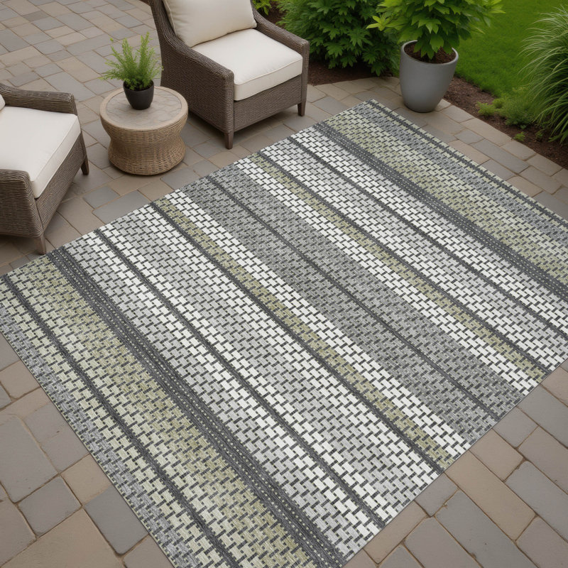 Machine Washable Indoor/Outdoor Lockway ACN2427 Stripes Rug, Rectangle 2'6" x 3'10"