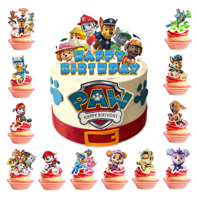 Paw Patrol Cake Toppers, 25 Pcs Paw Patrol Birthday Party Cupcake Decorations for Kids Set