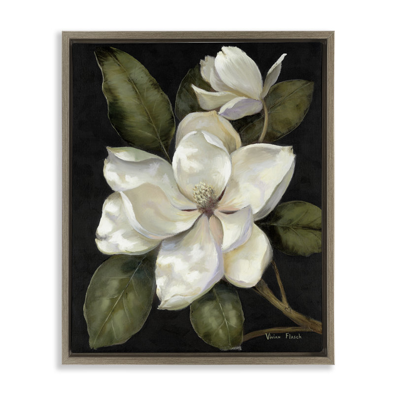 Cadre flottant Blooming Magnolia Buds, design par Nan, Montalcino orme flottant encadré, H 21 po x l 17 po