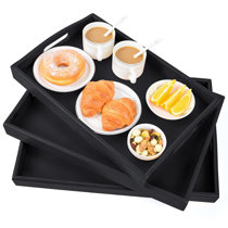 Large Non Slip Serving Tray with Handles, Silicone Gripping Nubs Food Trays  for Eating, Dishwasher Safe Lap Trays for Dinner Snack Fruit Dessert