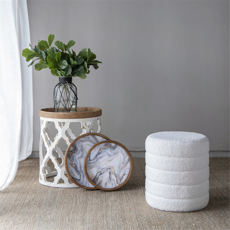 Collection S / 5 French Country Home Decor avec plante artificielle, vase, plateaux, tabouret et table d'appoint
