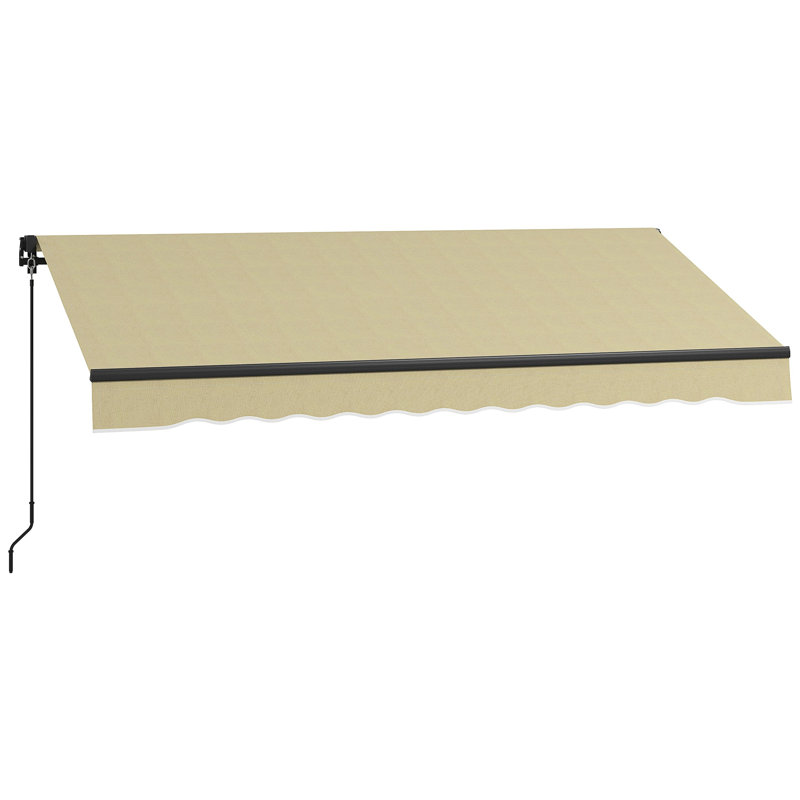 10' X 8' Retractable Awning, 280Gsm UV Resistant Sunshade Shelter For Deck, Balcony, Yard, Beige, 59" H x 116.3" W x 97.3" D