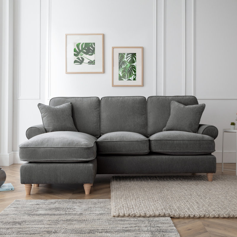Longfellow 3 Seater Chaise End Sofa, Charcoal