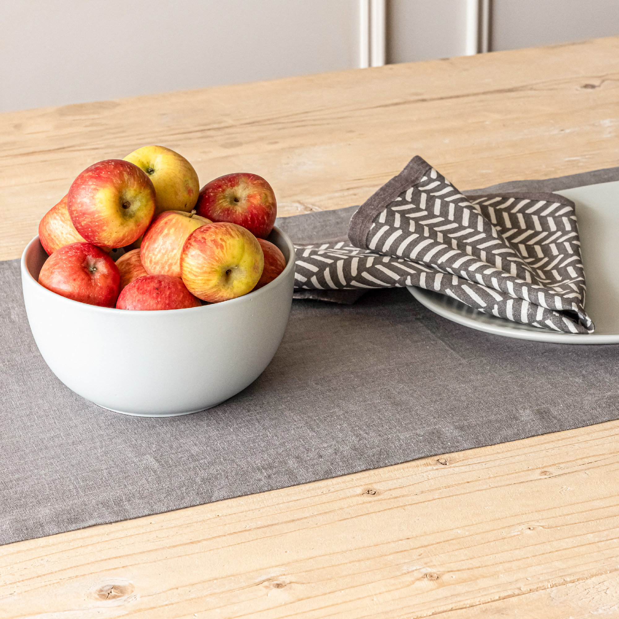 over&back Washed 100% Linen Table Runner - Machine Washable, Gray, 18" W x 108" L