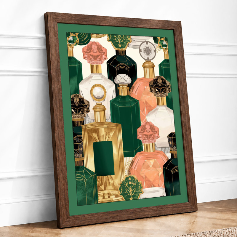 Fragrance Garden Art Deco - Framed Print, A4 - 29.7 x 21.0 cm, Walnut