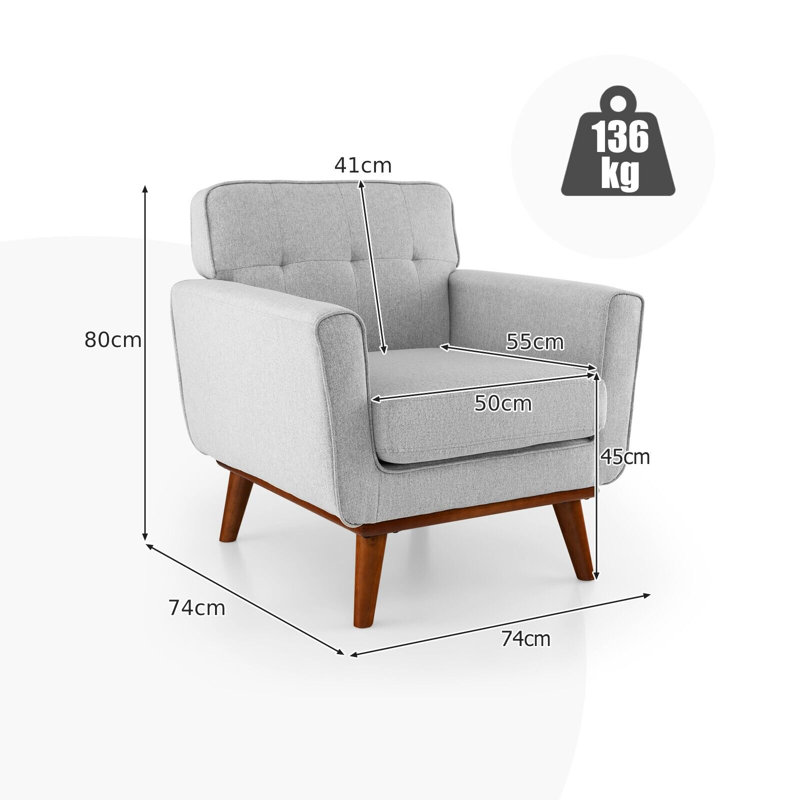 Huntingtown Upholstered Armchair, Grey