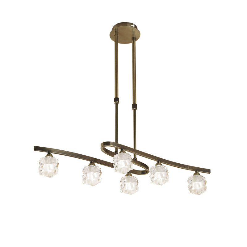 Knudtson 6 - Light Kitchen Island Pendant, Antique Brass