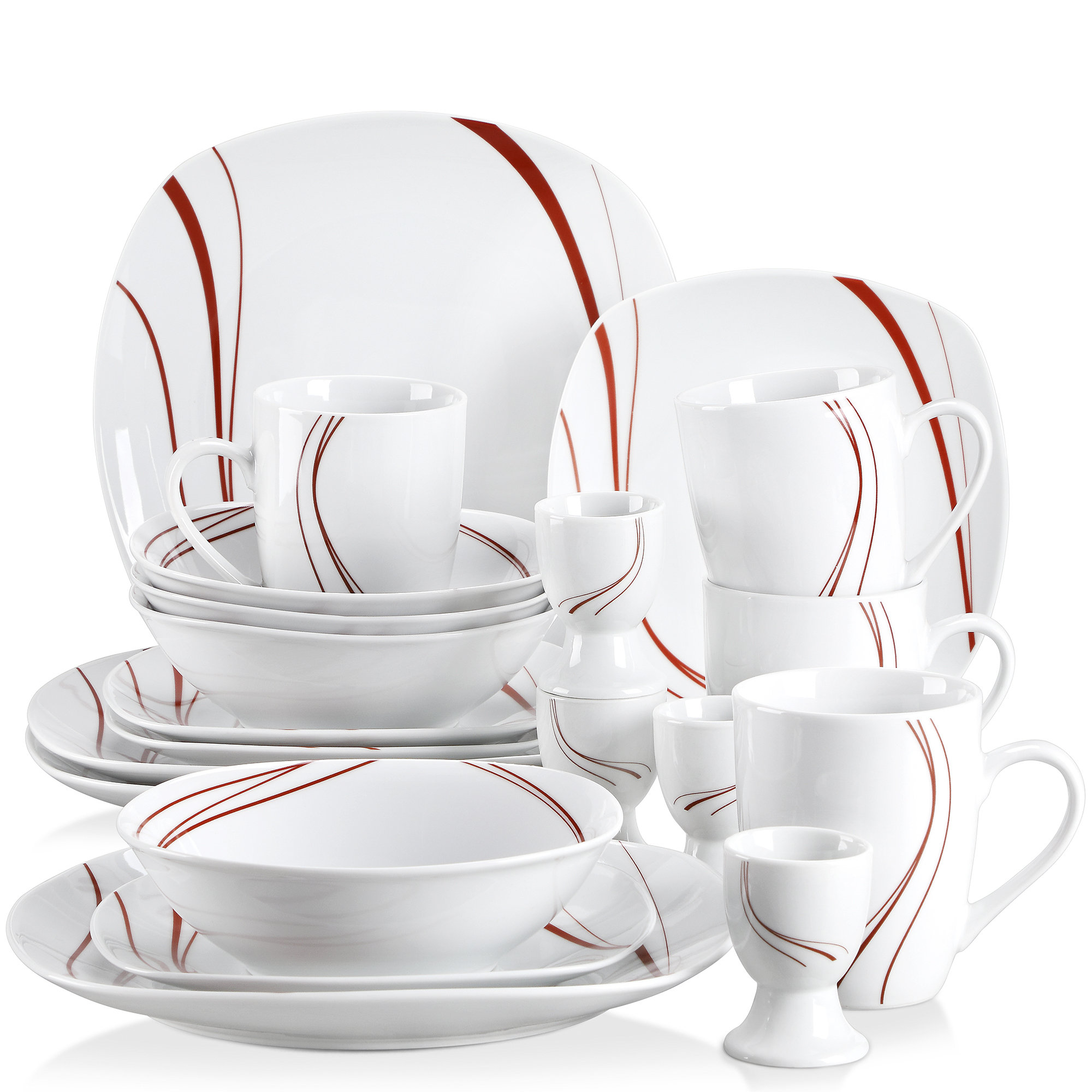 MALACASA Annie Porcelain China Dinnerware Set - Service for 12