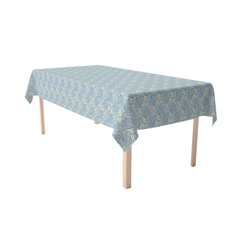 Rectangular Tablecloth, 100% Cotton, 52X104", Blue Paisley, 104" x 52"