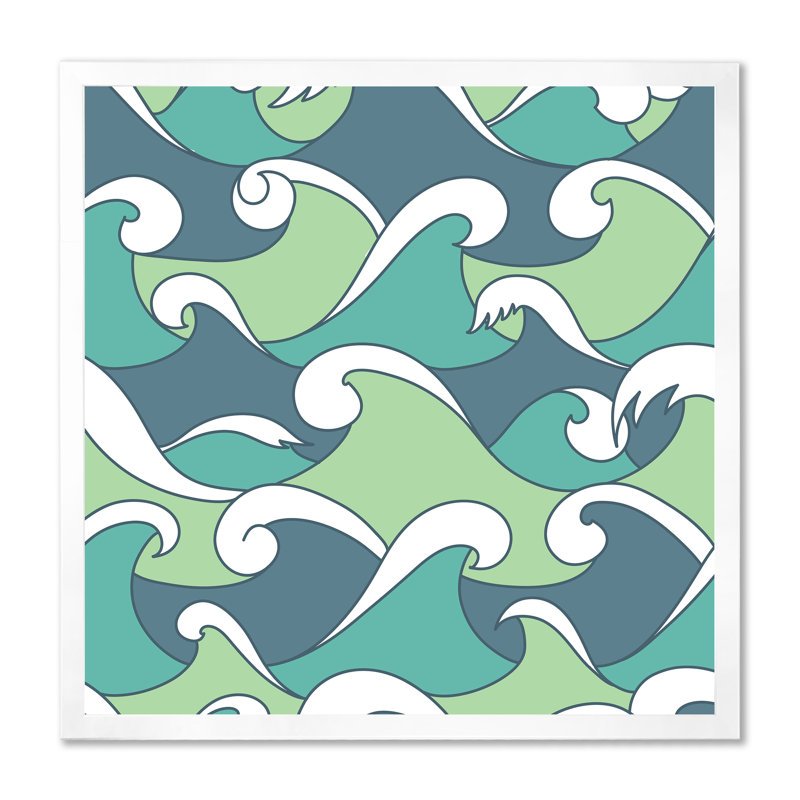 Vagues abstraites - reproduction sur toile, H 30 po x l 30 po x P 1 po, Cadre photo blanc