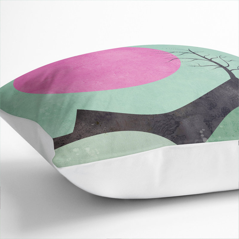 Modern Landscape Square Throw Cushion, White, 55cm H x 55cm W x 20cm D