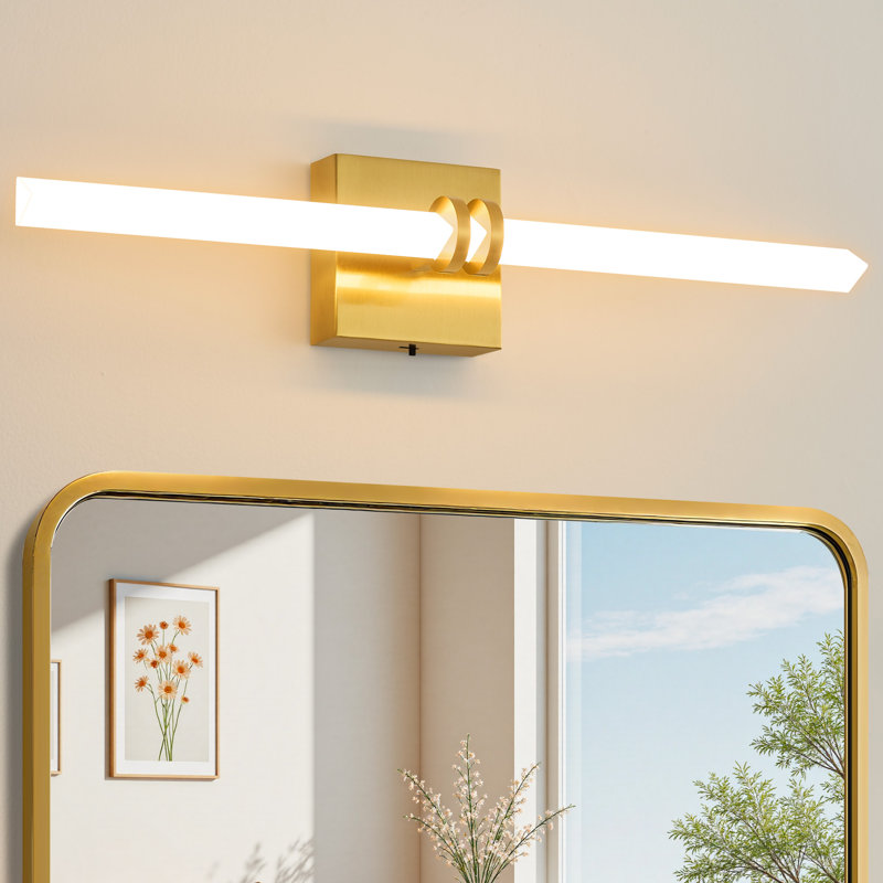 1 - Light Dimmable Led Wall Sconce With Triangular LED Shade Vanity Light, 22'' H, Gold