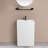 35'' Tall Stone Resin Rectangular Pedestal Bathroom Sink with Overflow