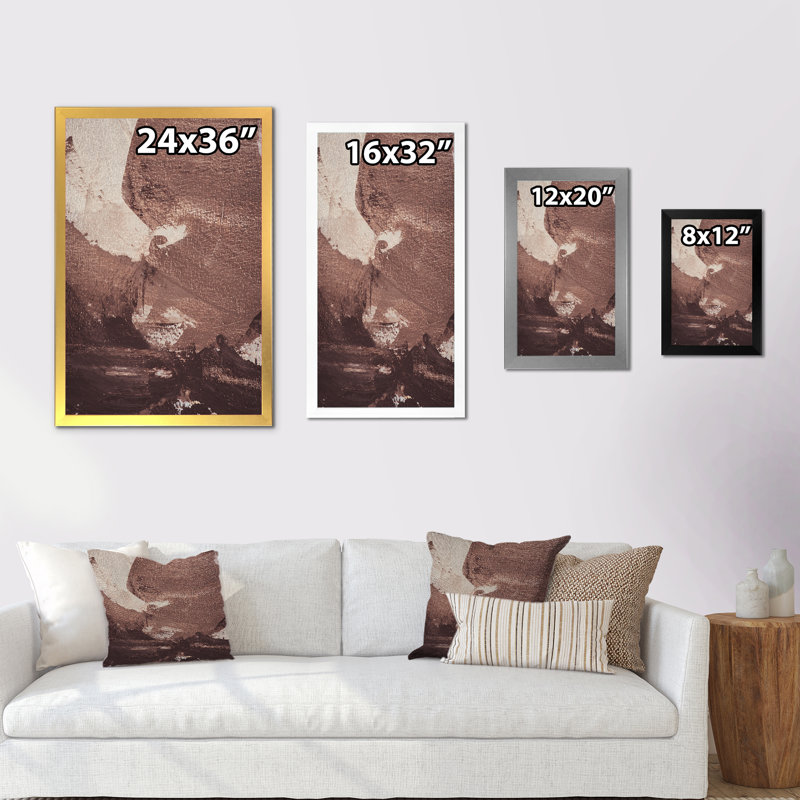 «Brown Abstract Paint Strokes II», reproduction d'art sur toile encadrée, Toile avec cadre photo noir