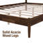 Lit plateforme en bois d'acacia, format king, avec tête de lit en cuir végétalien tissé à la main, style moderne du milieu du siècle, brun foncé-134771134