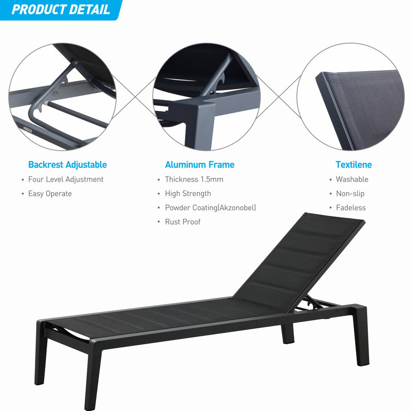Higold 6977 Emoti Outdoor Chaise Lounge With Space Aluminum Set Of 2