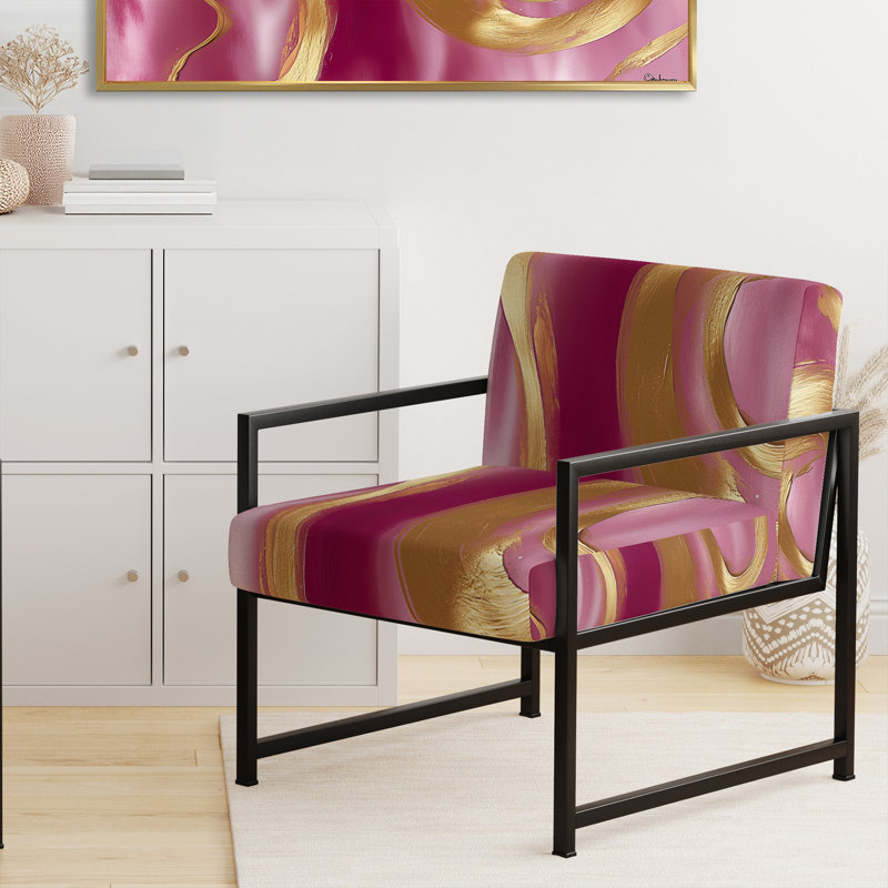 Mowatt Mettalic II - Fauteuil d'appoint rembourré rose et doré Glam, Noir, noir, noir, noir